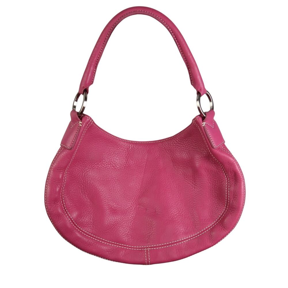 Vintage 90s Ann Taylor Pink Leather Shoulder Bag Purse